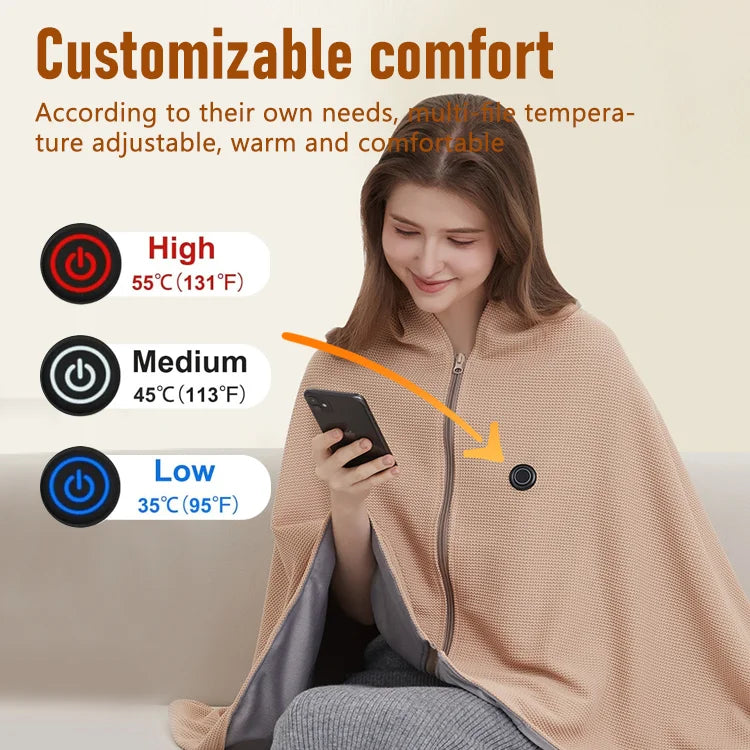 HeatFlux USB Heated Shawl - Instant Warmth You Can Wear