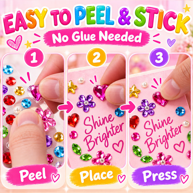 Self-Adhesive Rhinestone Gem Stickers – 3000-Piece Mixed Shape Craft Set