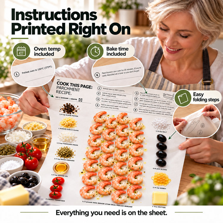 Recipe-Printed Parchment Paper Sheets