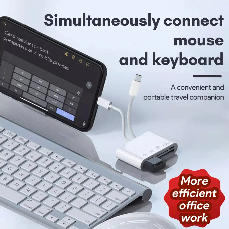 3-in-1 Multi-Function Card Reader for iPhone, Android & USB Devices
