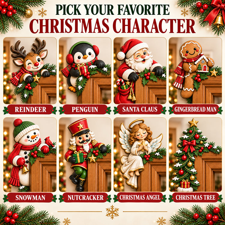 Peekaboo Christmas Corner Decor – 8 Festive Door Frame Characters