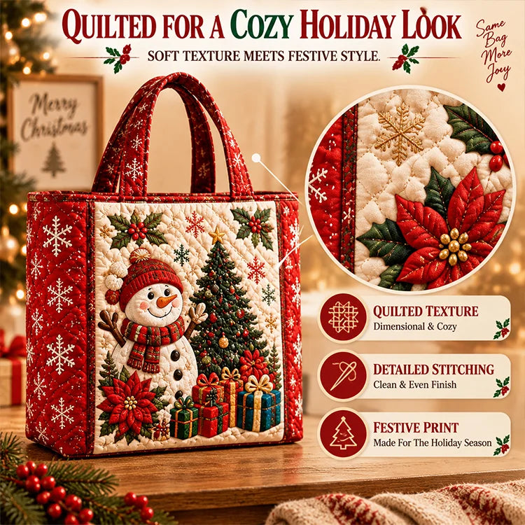 Quilted Christmas Tote Bag – Festive Holiday Carryall