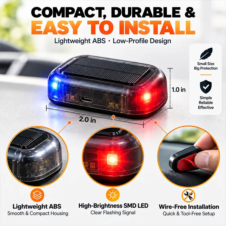 Solar Car Security Indicator Light – Automatic Day/Night Flashing LED