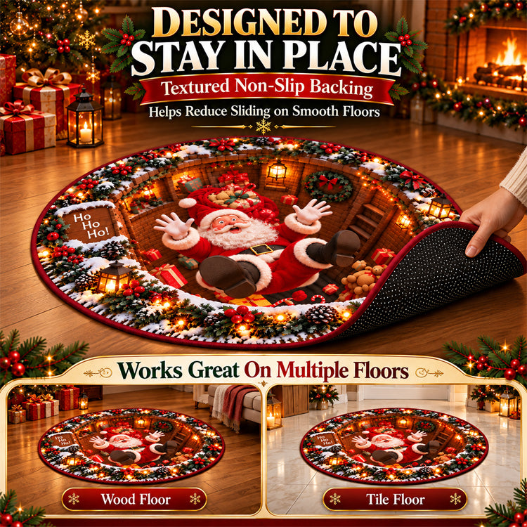 New 3D Christmas Illusion Round Rug – Fun Holiday Accent Floor Mat