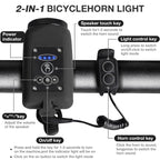 Rechargeable 2-in-1 Bike Light & 110dB Horn with 4 LED Modes