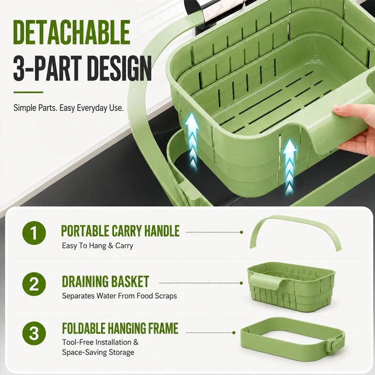 Collapsible Faucet-Hanging Sink Strainer Basket
