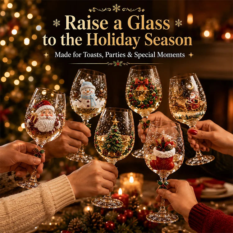 Handcrafted 3D Christmas Wine Glass – Festive Holiday Goblet