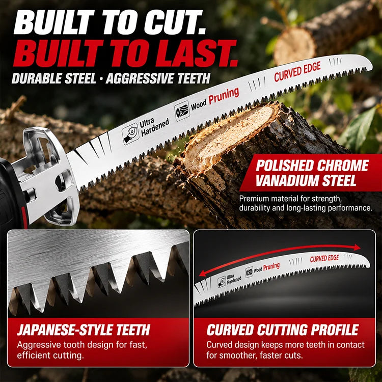 4-Piece Curved Pruning Saw Blade Set – 6″/9″/12″/15″ Reciprocating Saw Blades