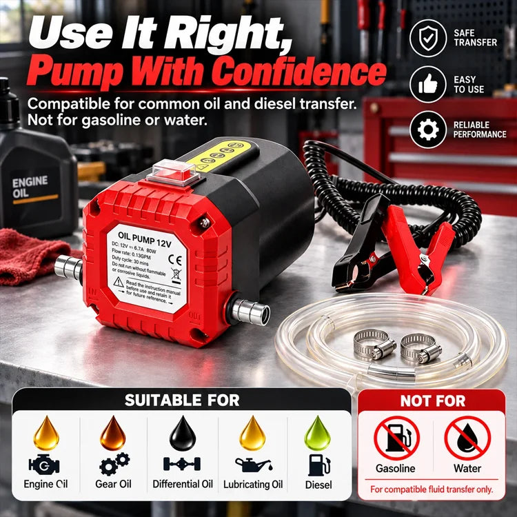 12V 80W Electric Oil Extractor Pump – Portable Fluid Transfer Pump