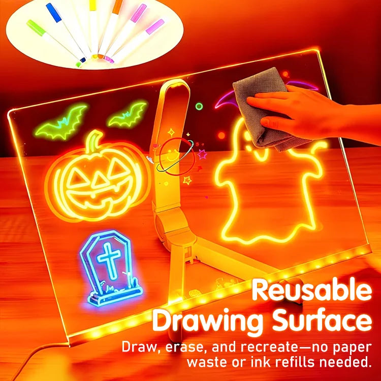Neon Glow Drawing Board for Kids