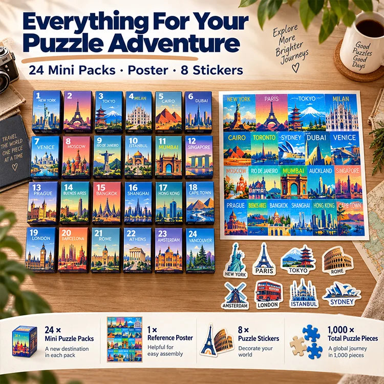 World Travel Landmarks 24-Day Puzzle Adventure