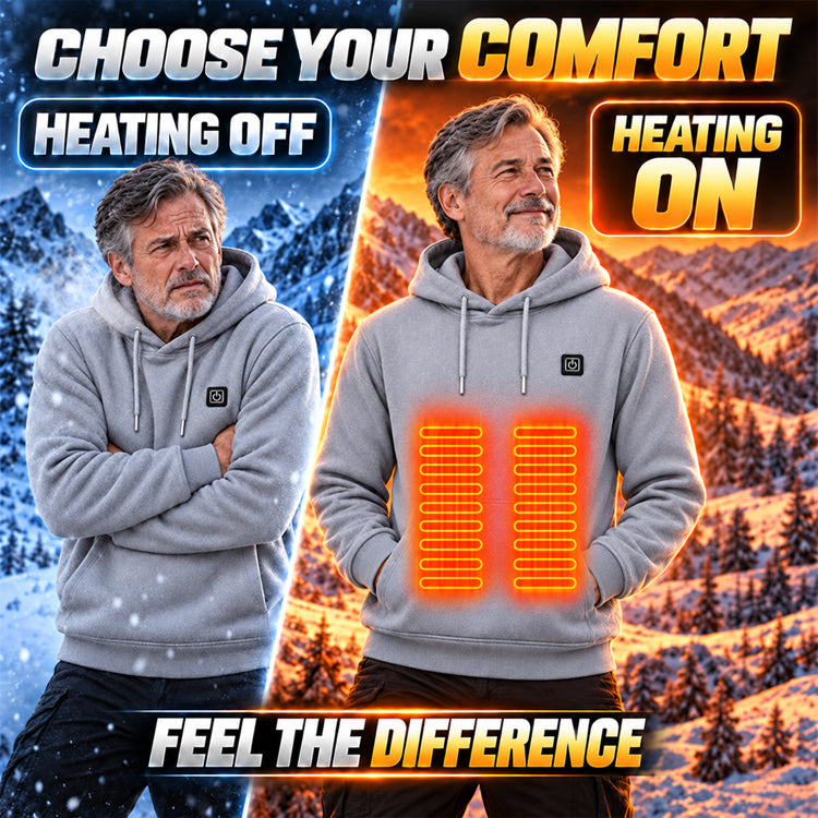 5-Zone Heated Pullover Hoodie – 3 Heat Levels USB Powered