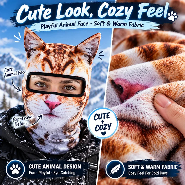 3D Animal Face Winter Balaclava – Full-Coverage Ski Mask