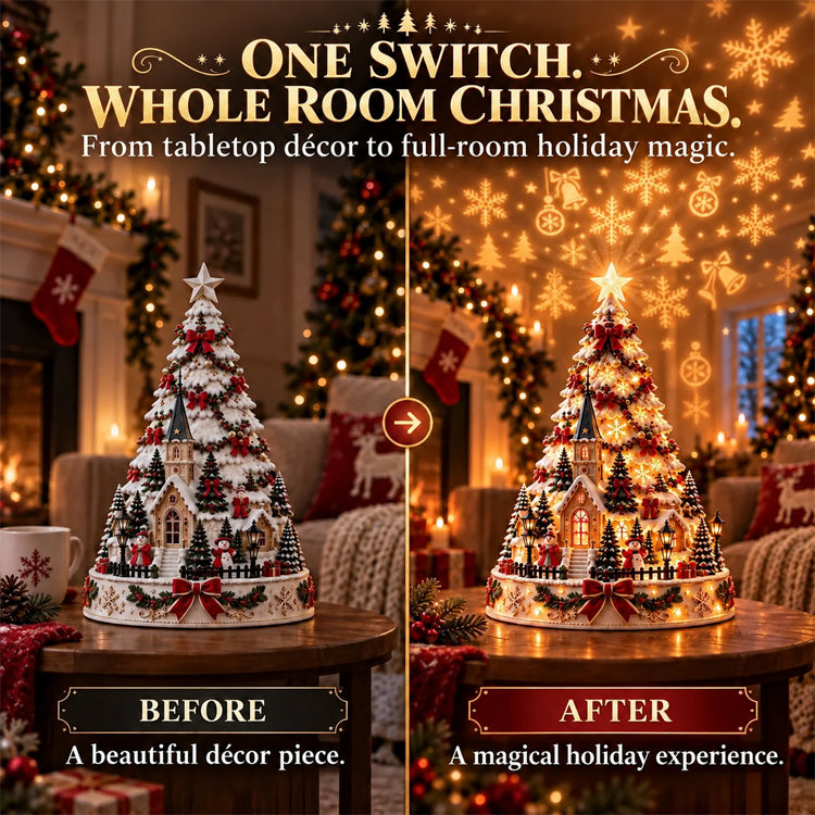 Christmas Village Projection Tree Lamp