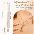 14K Diamond Letter Initial Necklaces Set (2-Piece)