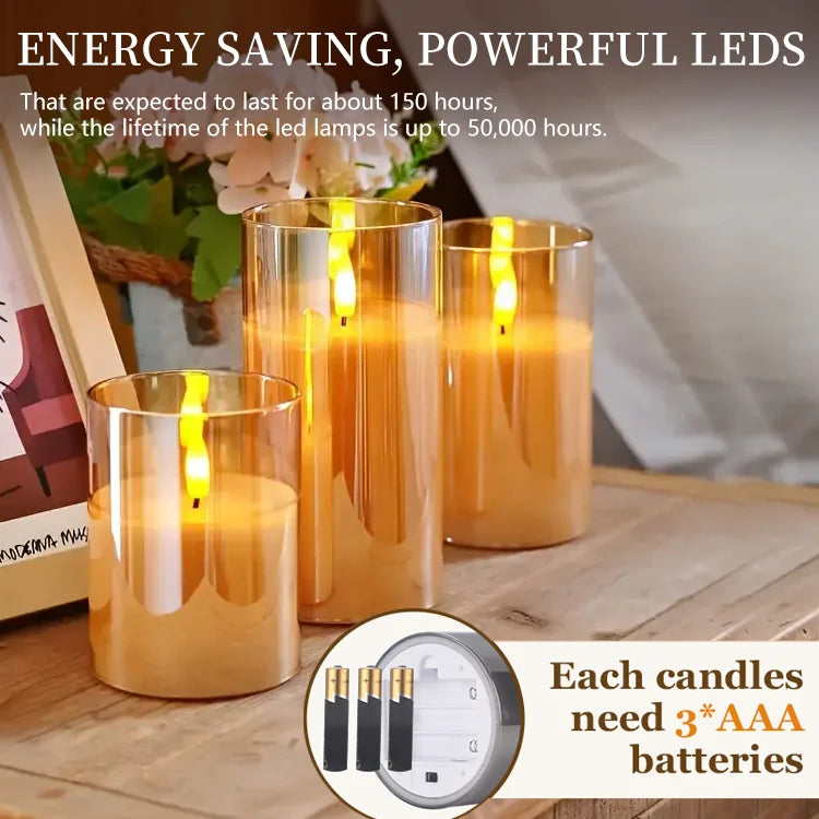 LumiFlick - Flameless LED Candles (3-Piece Set with Remote)