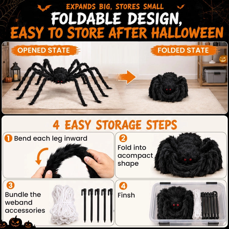 Giant Posable Spider & Web Halloween Decoration