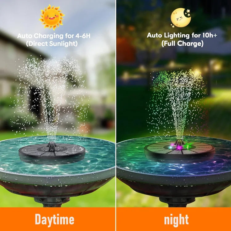 🌞Solar Fountain Light — Floating Water Pump with Color LED for Garden & Bird Bath