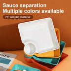 4-Piece Color Set Divided Serving Tray with Built-In Sauce Dish