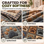 Paw Print Patchwork Flannel Throw Blanket