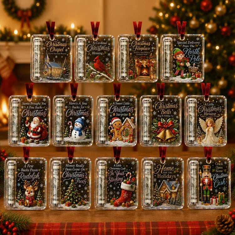 Christmas Cash Gift Ornament – Clear Money Holder Keepsake