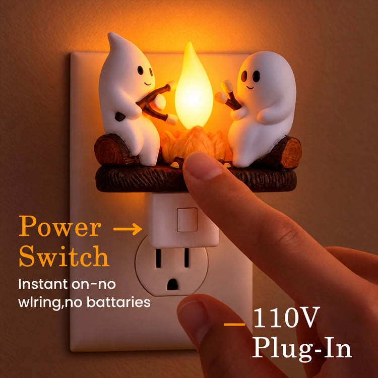 Spooky-Cute Ghost Campfire Plug-In Night Light