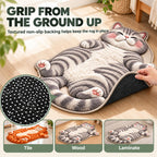 3D Plush Cat Floor Mat – Washable Absorbent Microfiber Rug