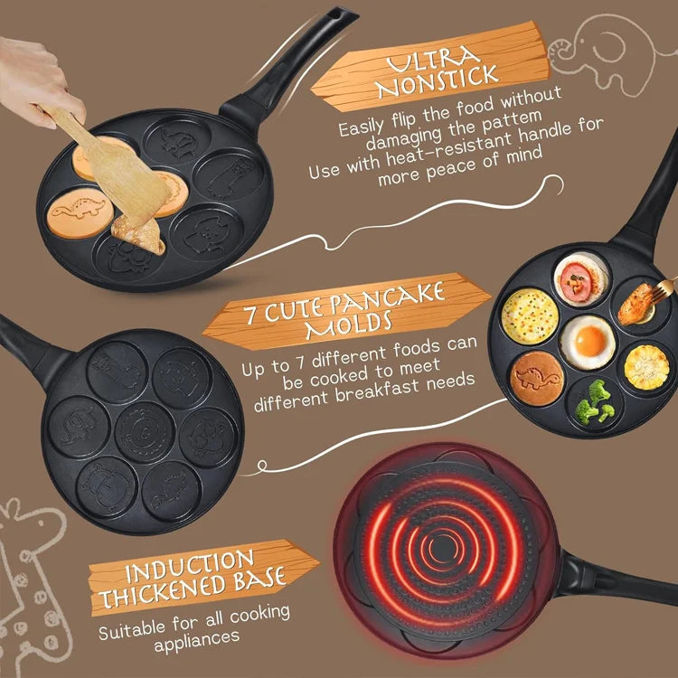 7-Mold Mini Pancake Pan – Fun Breakfast Maker