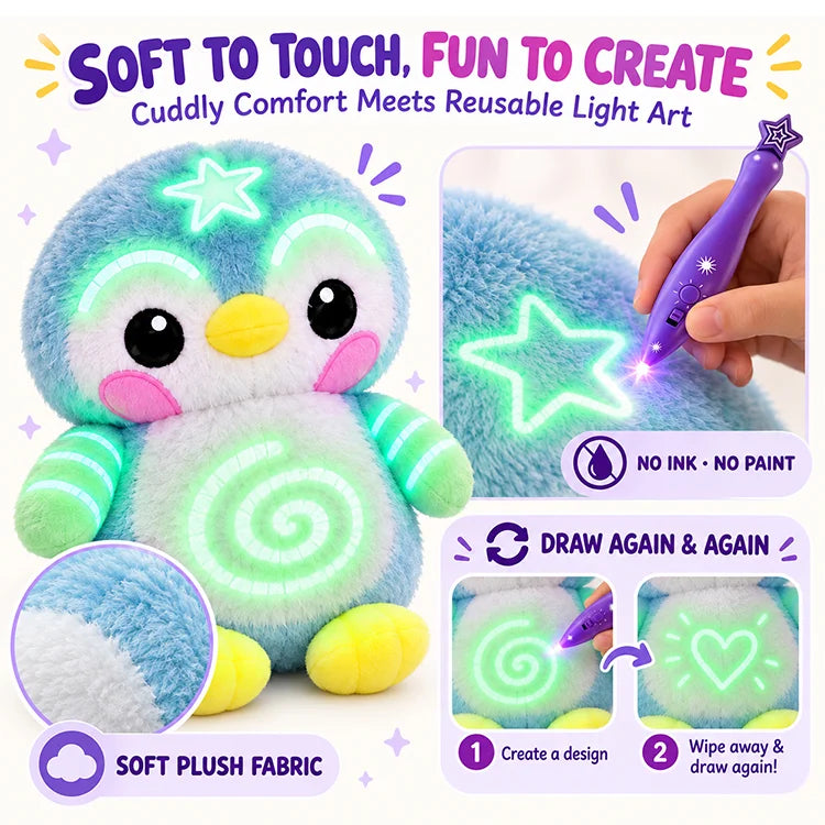 Glow & Doodle Plush Friend – Mess-Free Light Drawing & Cuddle Toy