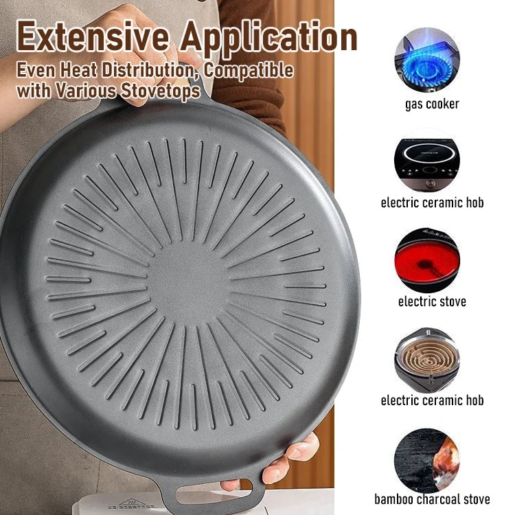 Round Carbon Steel Non-Stick Grill Pan