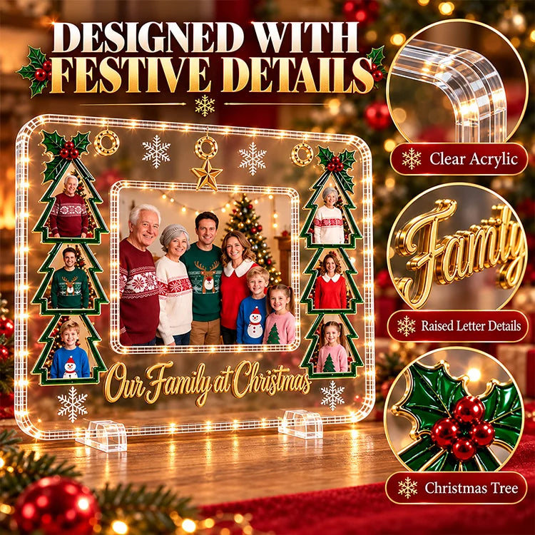 Our Family at Christmas Acrylic Photo Keepsake Frame