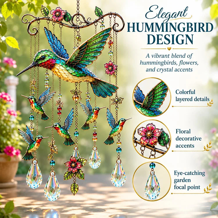 🐦🎐Last Day 50% OFF - 🐦🎐Crystal Bird Wind Chime – Colorful Garden Hanging Decor
