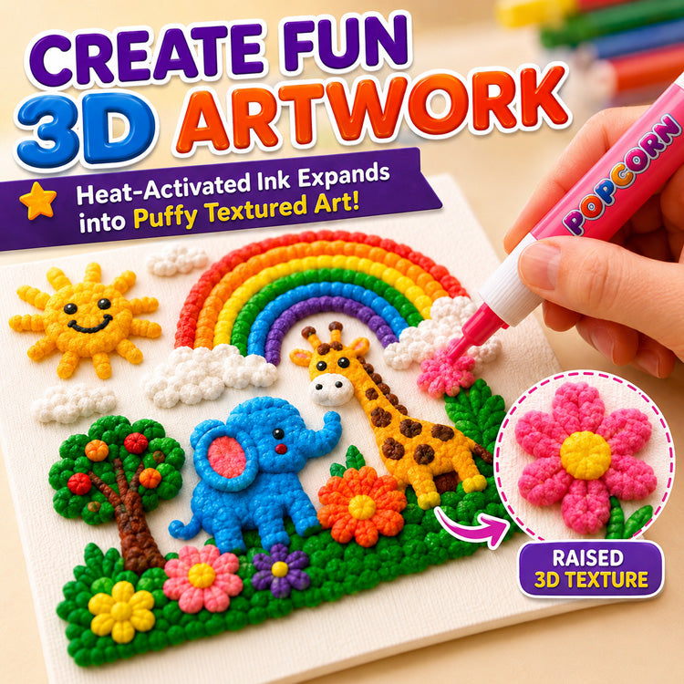 3D Puffy Art Pens – 6-Color Pop-Up Drawing Set