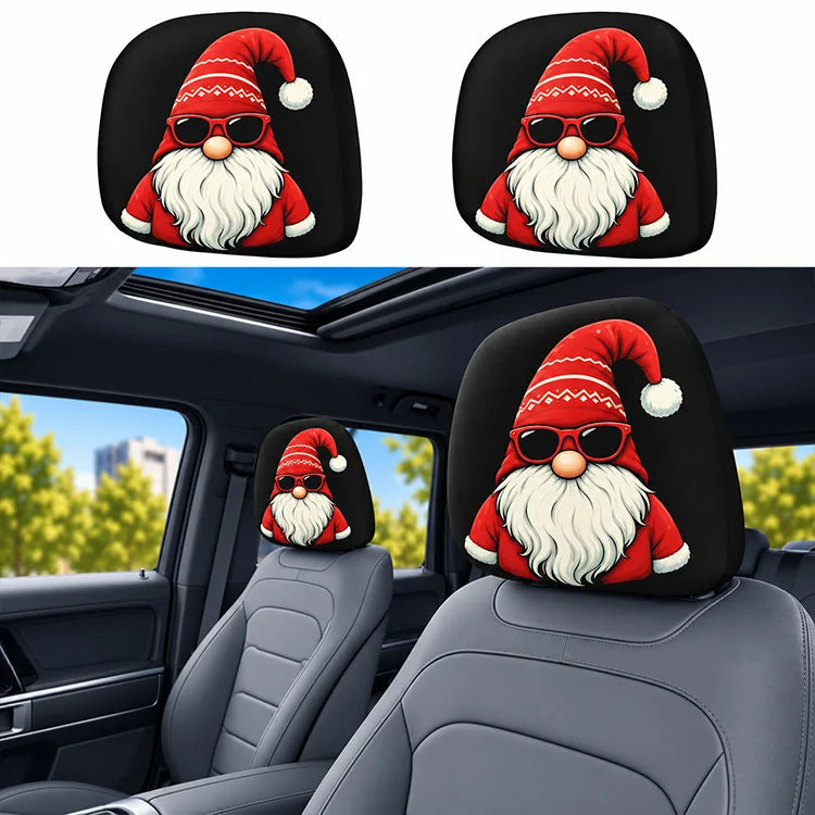 Christmas Car Headrest Cover – Stretch-Fit Holiday Seat Decor