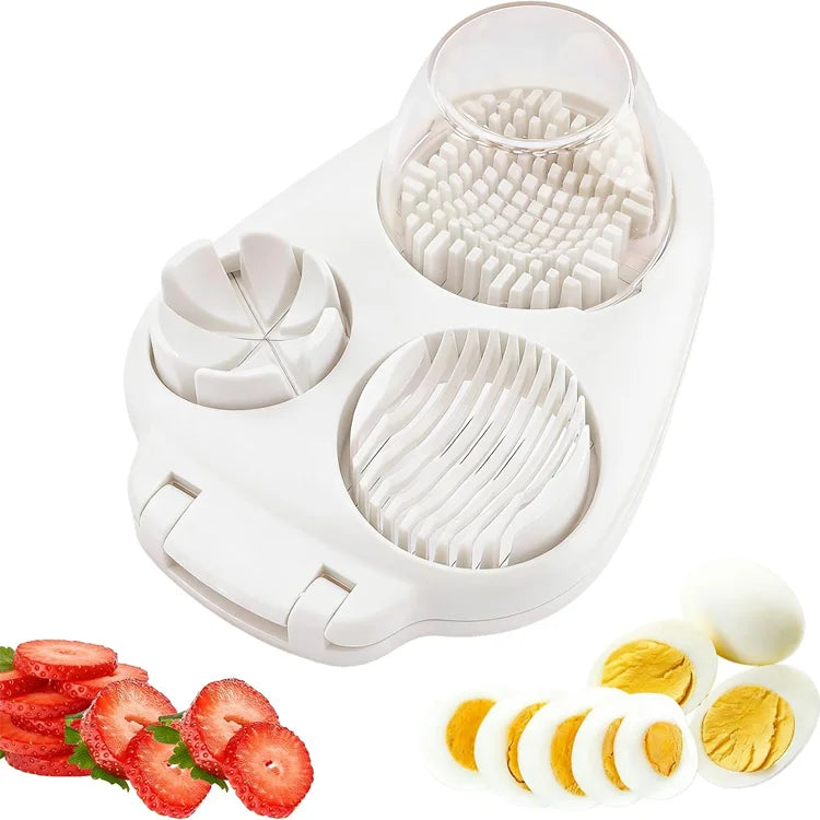 3-in-1 Egg Slicer & Food Cutter – Compact Stainless Steel Kitchen Tool