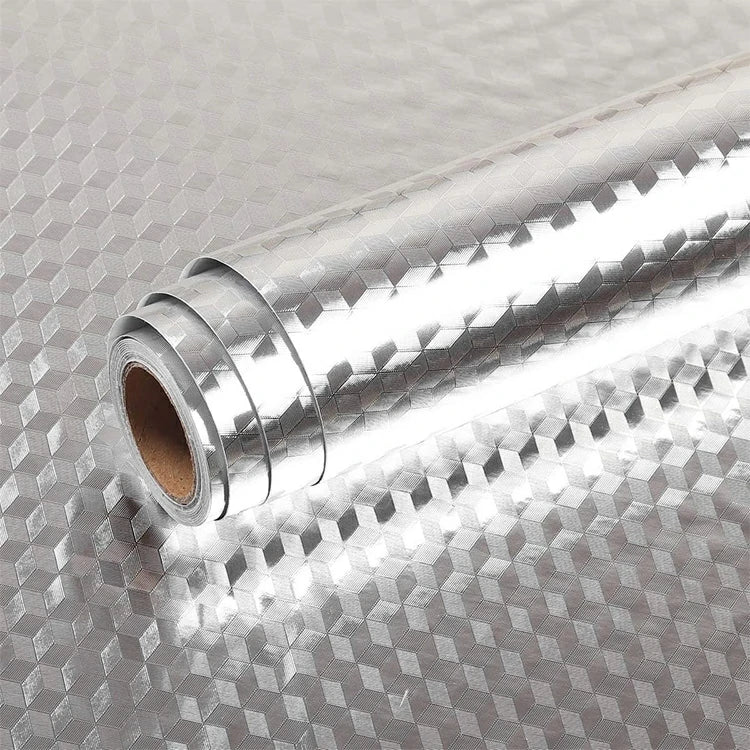 Premium Metallic Peel & Stick Kitchen Wallpaper – Oil & Water Resistant Aluminum Foil Contact Paper (2 Rolls)