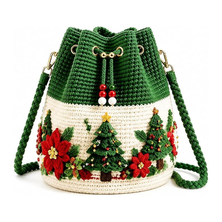 3D Christmas Crochet Bucket Bag