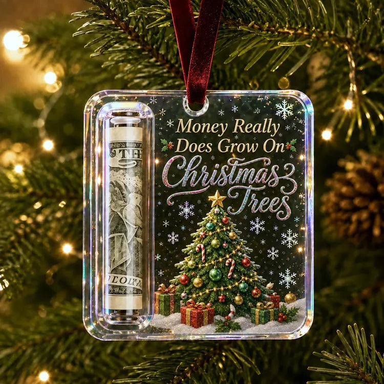 Christmas Cash Gift Ornament – Clear Money Holder Keepsake