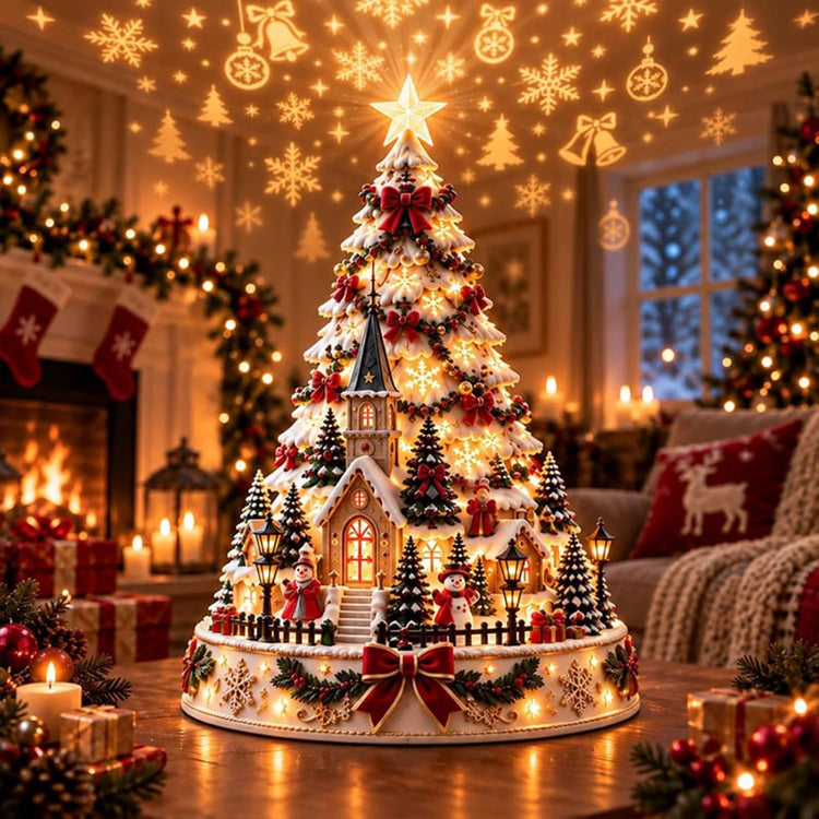 Christmas Village Projection Tree Lamp