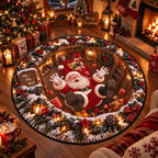 New 3D Christmas Illusion Round Rug – Fun Holiday Accent Floor Mat