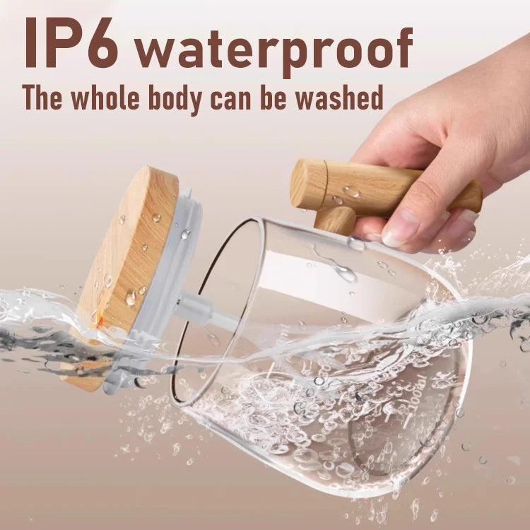 Premium Wood-Grain Self-Stirring Mug