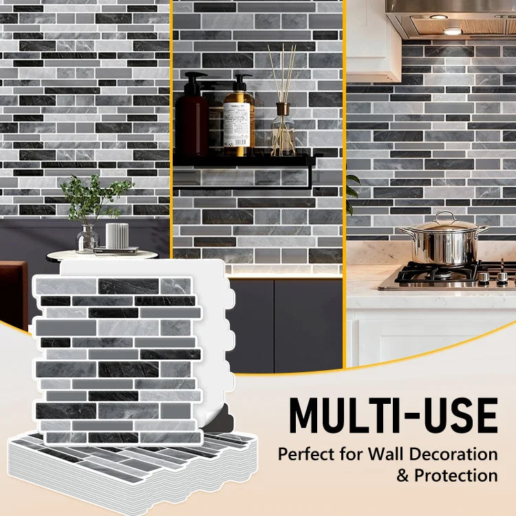 Peel & Stick PVC Backsplash Tiles — 12-Pack (4.7″ × 9.7″ Tiles)
