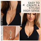 14K Diamond Letter Initial Necklaces Set (2-Piece)