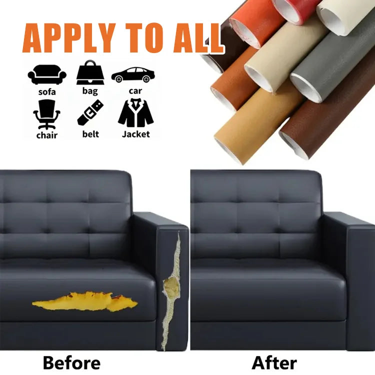 Self-adhesive leather repair patch