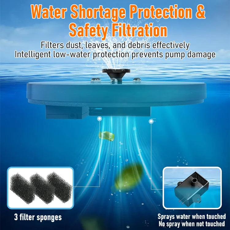 🌞Solar Fountain Light — Floating Water Pump with Color LED for Garden & Bird Bath