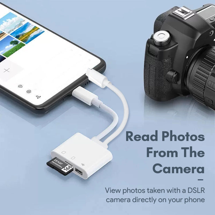 3-in-1 Multi-Function Card Reader for iPhone, Android & USB Devices