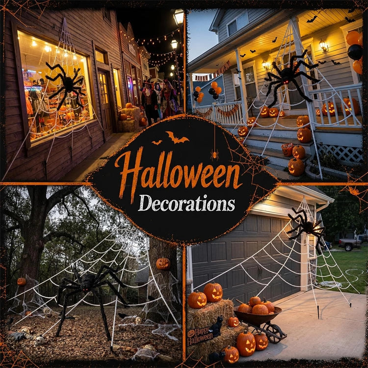 Giant Posable Spider & Web Halloween Decoration