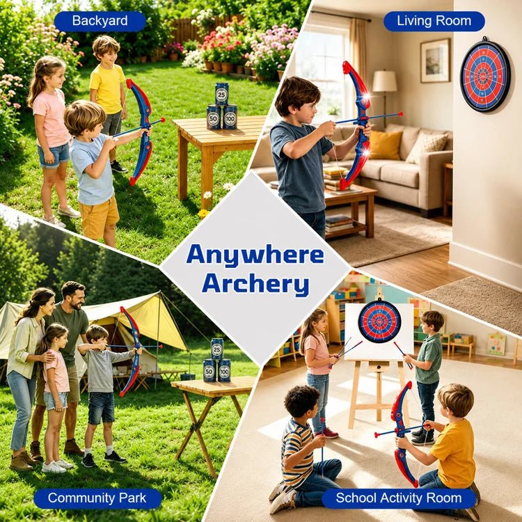 LED Light-Up Kids Bow & Arrow Target Set