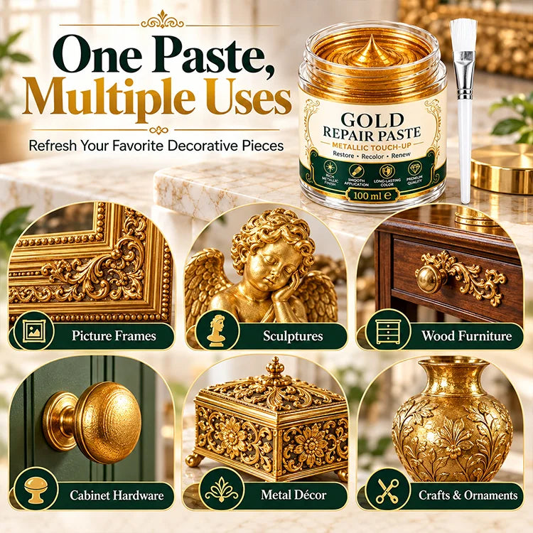 Gold Metallic Refinishing Repair Paste with Brush