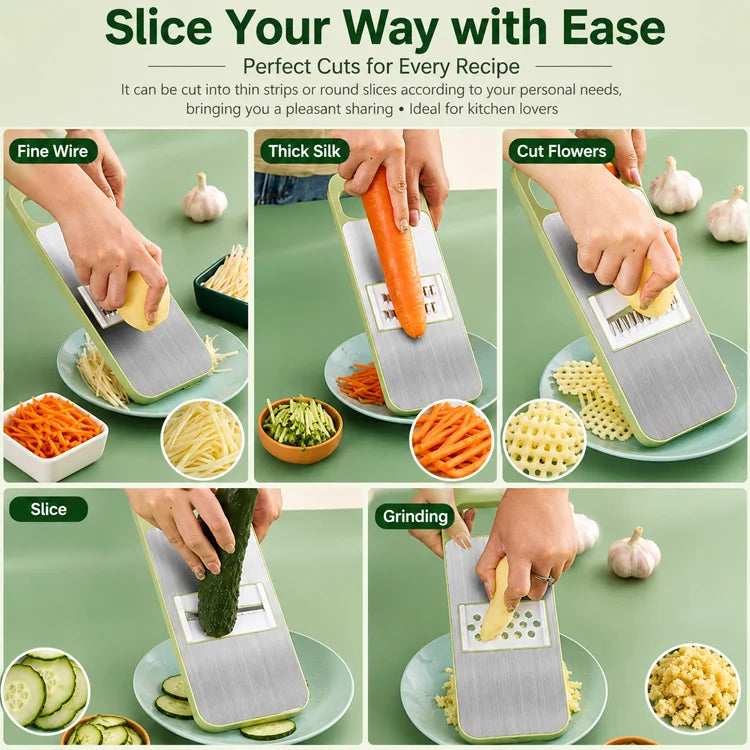 5-in-1 SafePrep™ Kitchen Slicer — Fast, Safe & Effortless Food Prep
